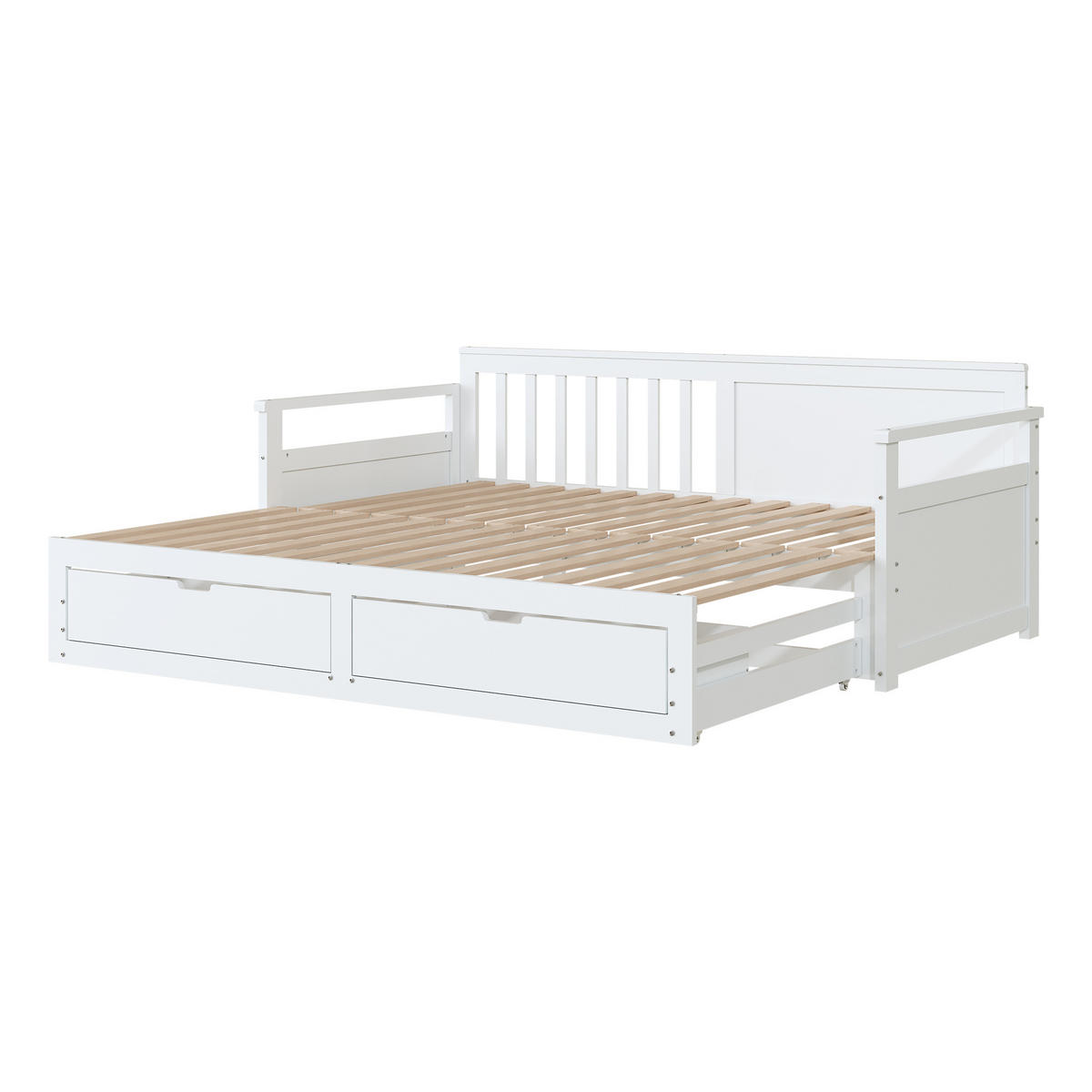 TAGESBETT 90/180/190 cm Weiß mit Schubladen und Ausziehbett - Weiß, Holz (180/190cm) - OKWISH