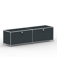 TV Board mit 2 Klappen & Schloss, Breite 152 cm, Anthrazitgrau - Chromfarben/Silberfarben, Metall (40/43/152.2cm) - Versee