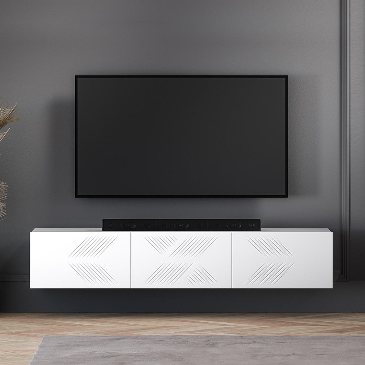 TV-MÖBEL Aura Weiß - Weiß, Holzwerkstoff (170/32/37cm) - Petits-meubles