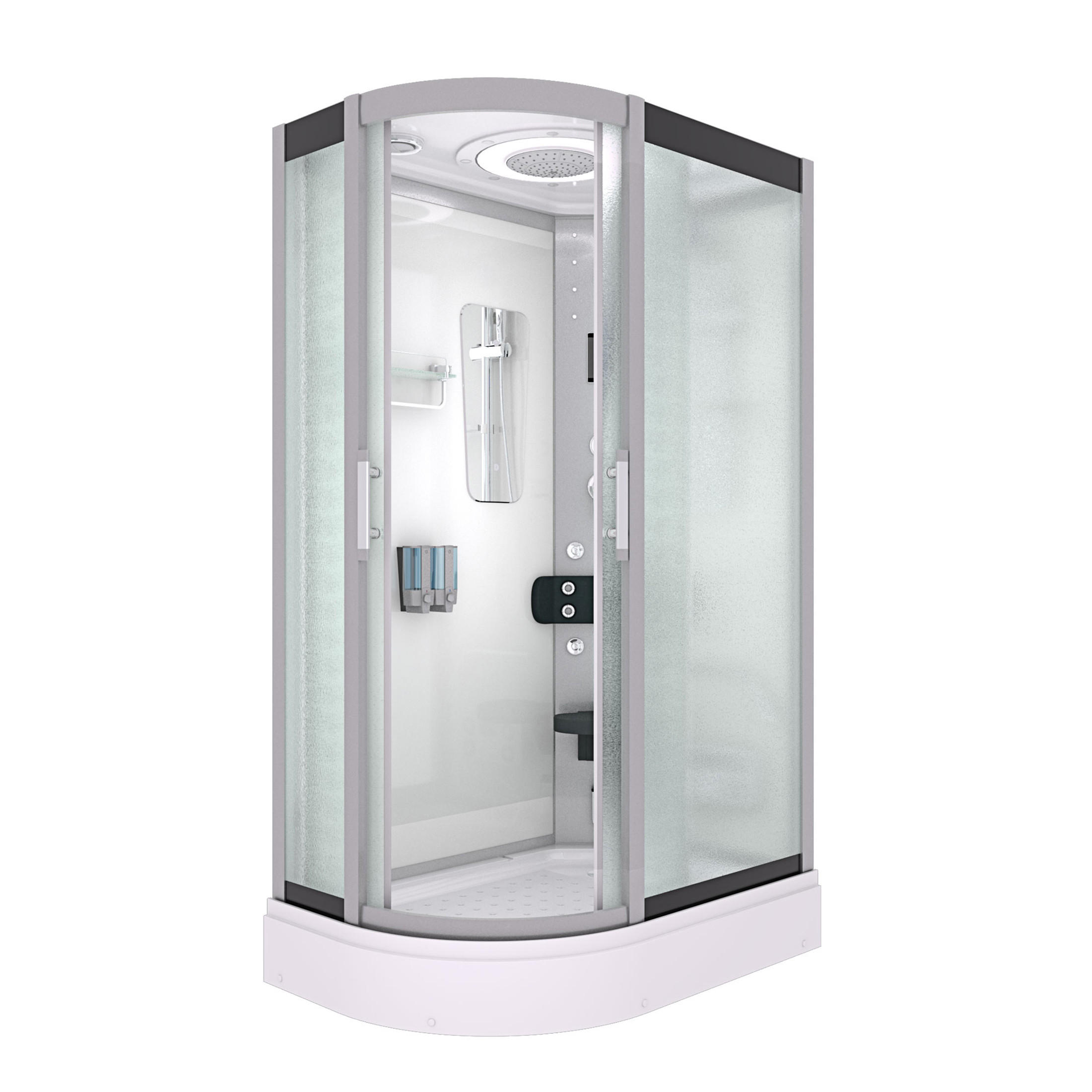 DUSCHE Duschkabine D60-70M0L-EC Weiß 120x80 - Weiß, Glas/Kunststoff (120/80/215cm) - AcquaVapore by Sandra Jentho