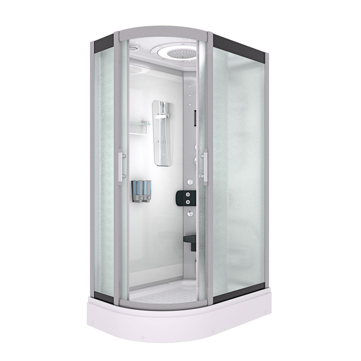 DUSCHE Duschkabine D60-70M0L-EC Weiß 120x80 - Weiß, Glas/Kunststoff (120/80/215cm) - AcquaVapore by Sandra Jentho