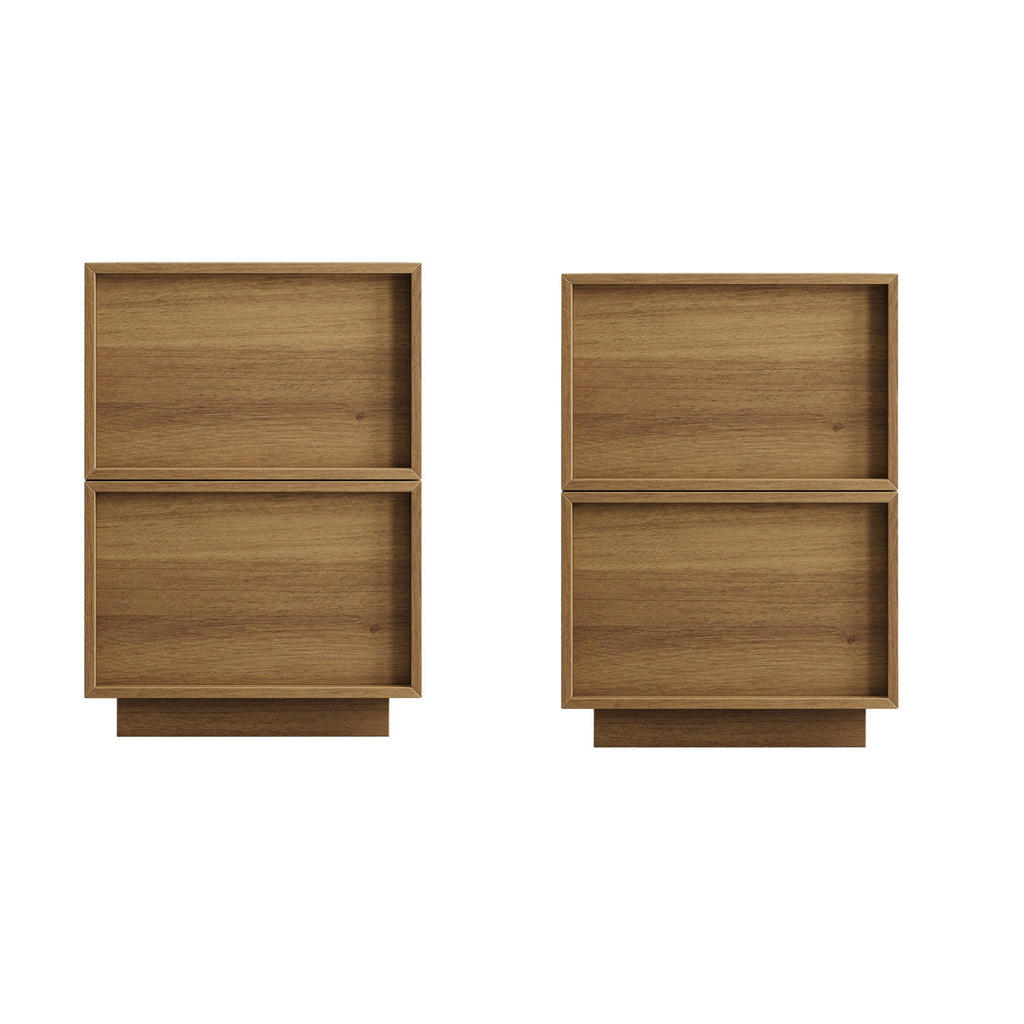 Modfu NOČNÍ stolek z MDF a dřevotřísky 45x38x54 cm dubová barva se 2 zásuvkami a bezúchytkovým provedením