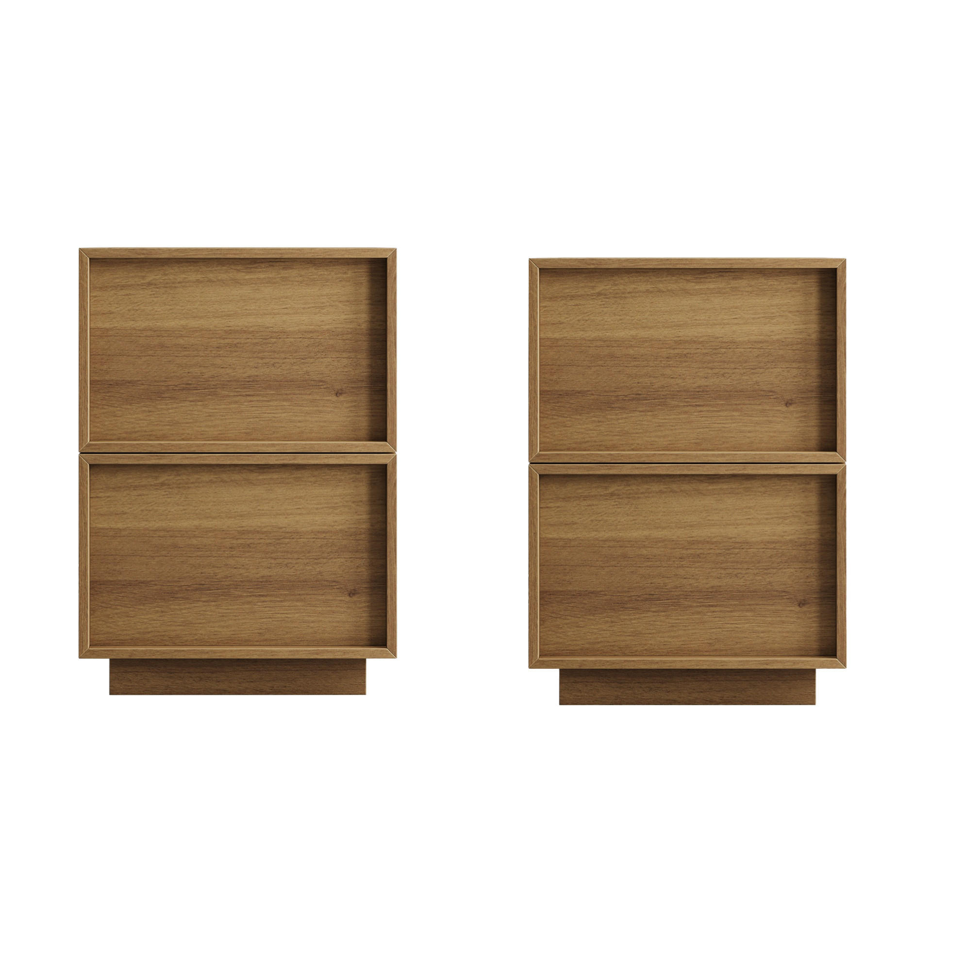 NACHTTISCH aus MDF und Holzwerkstoff 38x48x50 cm Eichefarben mit 2 Schubladen und griffloser Front - Nussbaumfarben, Holzwerkstoff (38/54/45cm) - Modfu