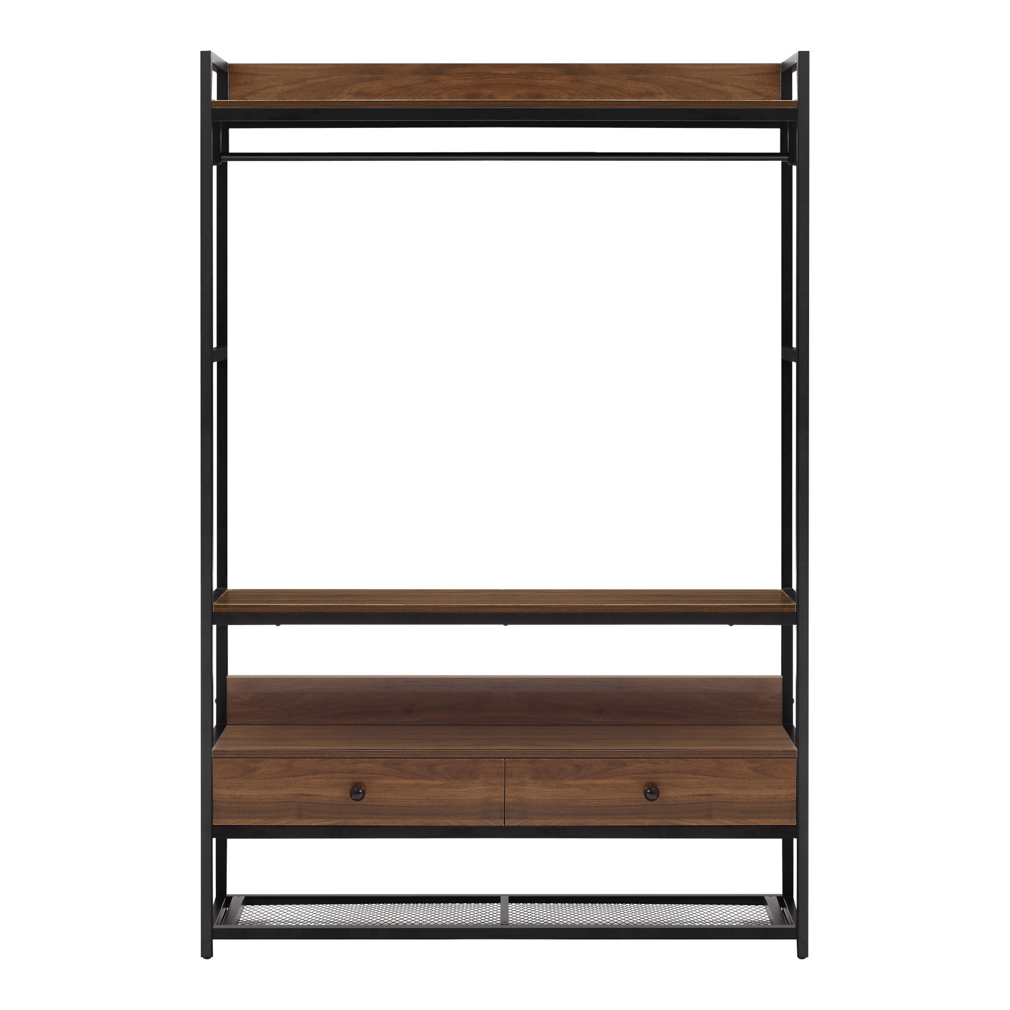 GARDEROBENSTÄNDER Isen - Walnussfarben/Schwarz, Holzwerkstoff/Metall (120/180/40cm) - [en.casa]