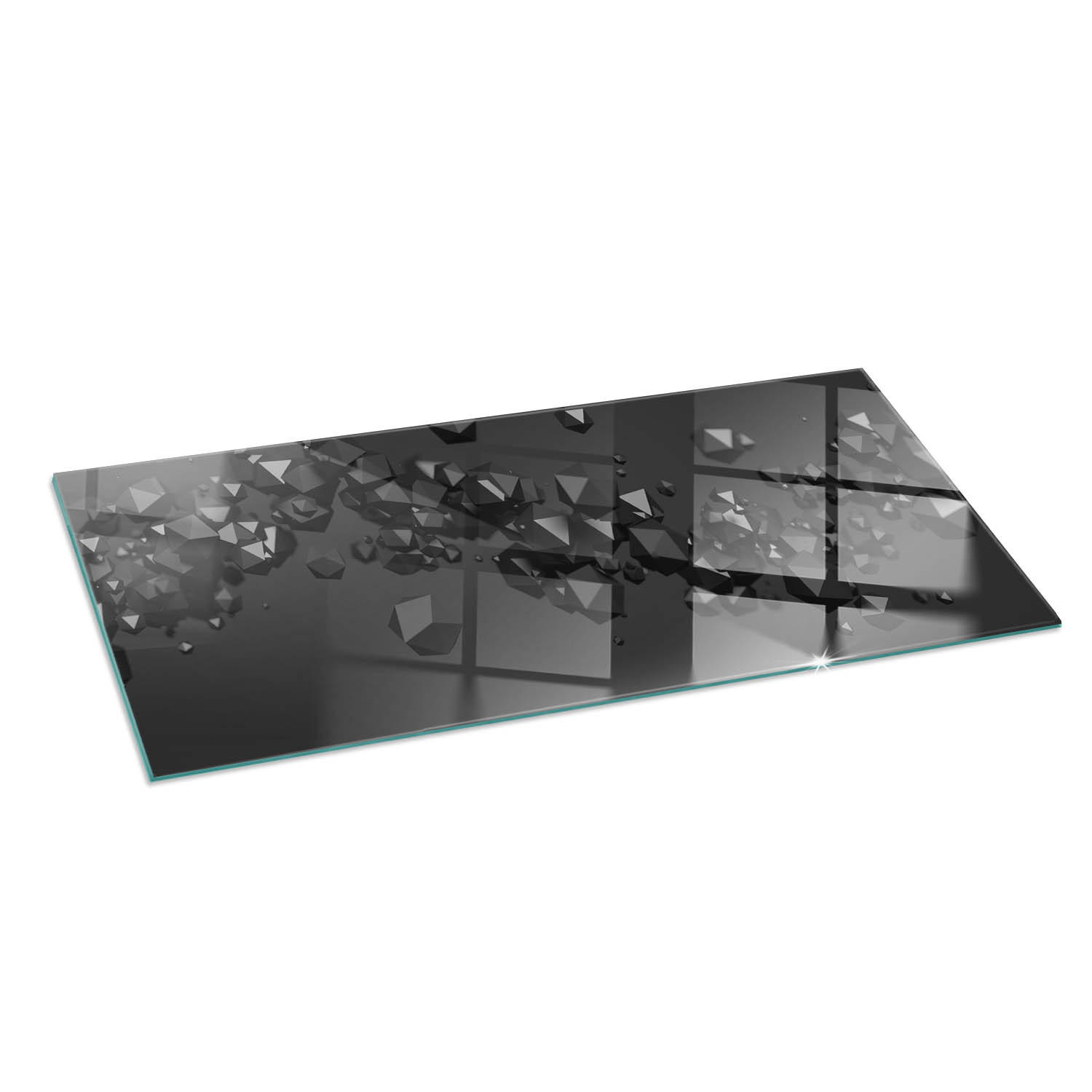 GLASPLATTE für Kamin 125x50 cm Schwarz - Schwarz, Glas (125/50/0.4cm) - ArtPrintCave