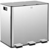 MÜLLEIMER 3x20L Abfalleimer aus Edelstahl mit Softclose Deckel Deodorant-Fächern - Silberfarben, Metall (36.6/43.2/61.9cm) - HOMCOM