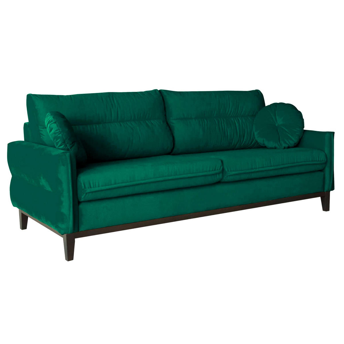 SITZGARNITUR Belweder, zwei Sofas+Sessel, Dunkelgrün, Velours - Wengefarben/Dunkelgrün, Holz/Textil (268/95/94cm) - Beautysofa