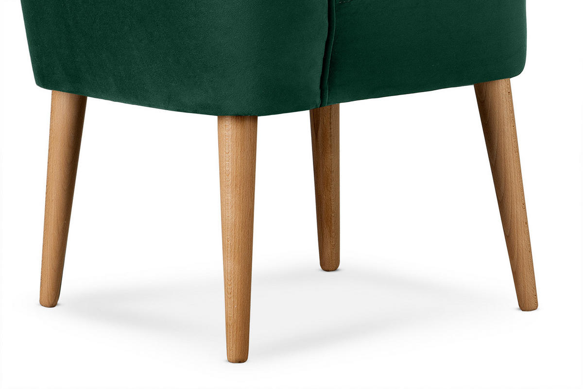 COCKTAILSESSEL DUCO auf hohen Beinen, Dunkelgrün/Eiche - Dunkelgrün/Eichefarben, Holz/Textil (63/89/65cm) - KONSIMO®