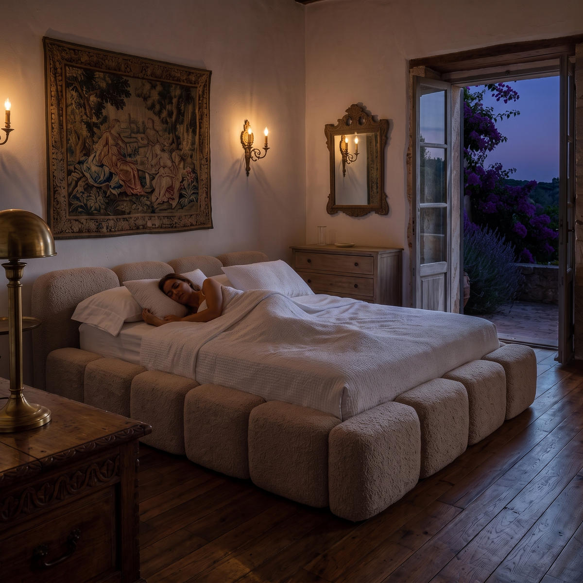POLSTERBETT SUENO 180x200 cm in Beige, gepolstertes Kopfteil, Metalllattenrost, Bettkasten, Bouclé-Stoff - Beige/Naturfarben, Holz/Textil (180/200cm) - Muffo