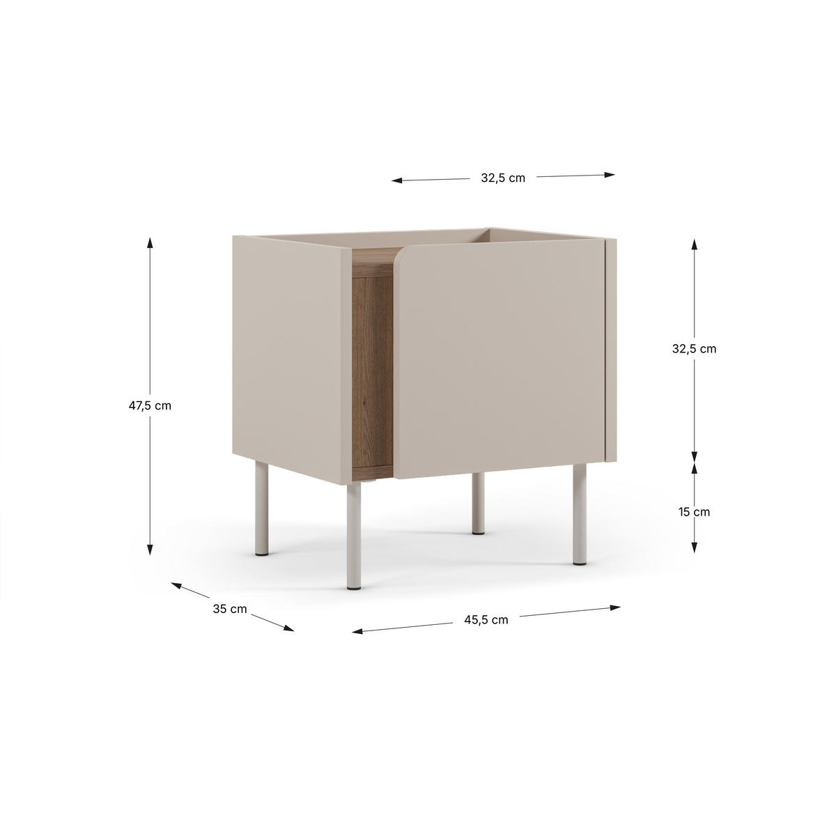 NACHTTISCH Lucile Beige 45/35/47.5 cm - Beige, Holz (35/47.5/45cm) - Drawer