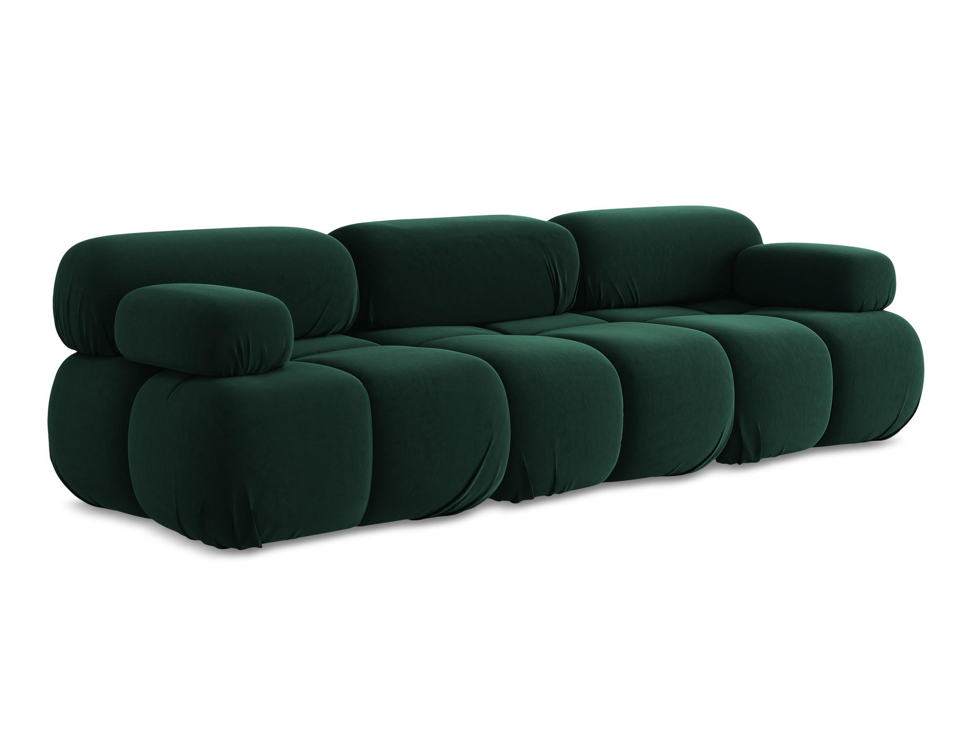 3-SITZER SOFA Samt Stoff Grün - Blau/Dunkelgrün, Kunststoff/Textil (285/70/96cm) - Makamii