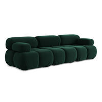 3-SITZER SOFA Samt Stoff Grün - Blau/Dunkelgrün, Kunststoff/Textil (285/70/96cm) - Makamii
