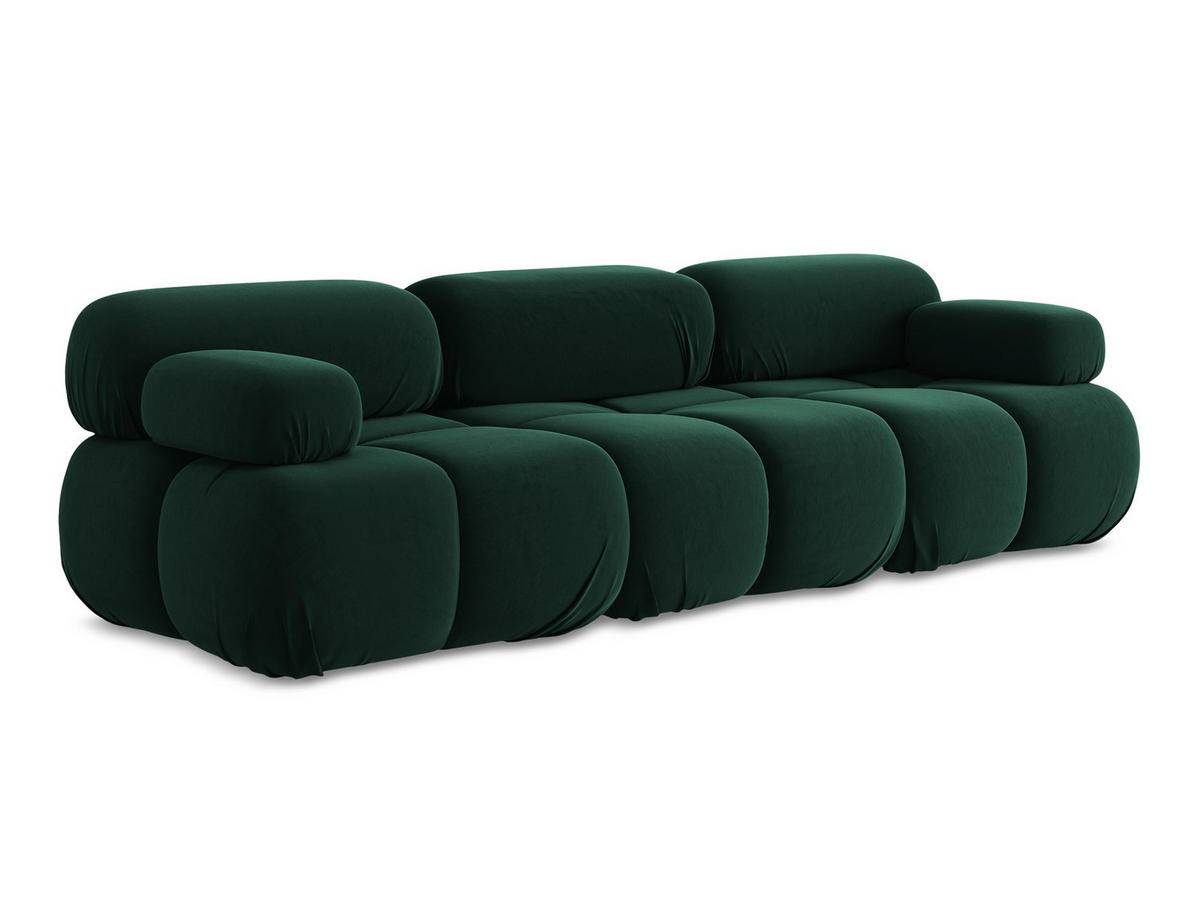 3-SITZER SOFA Samt Stoff Grün - Blau/Dunkelgrün, Kunststoff/Textil (285/70/96cm) - Makamii