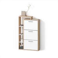 SCHUHKIPPER Ortello Weiß/Sonoma 80 x 128.3 cm mit 3 Fächern - Weiß/Sonoma Eiche, Holzwerkstoff (80/128.3/24.2cm) - Livinity®