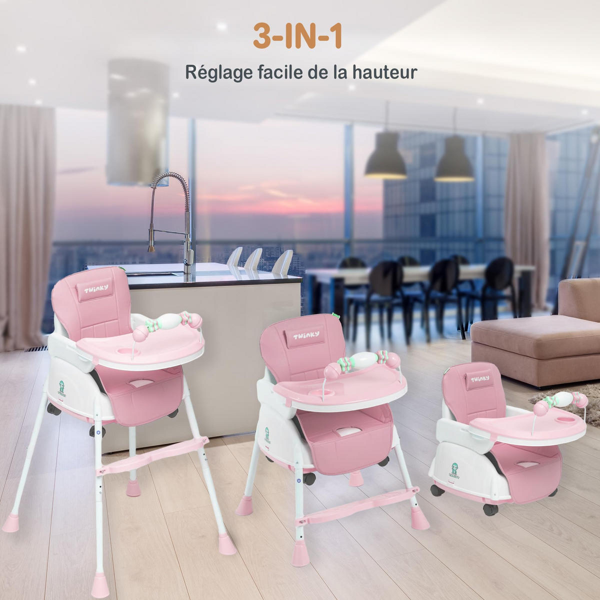 HOCHSTUHL 2-in-1-Kinderwagen Set Rosa - Pink, Kunststoff (54/95/52cm) - Twinky