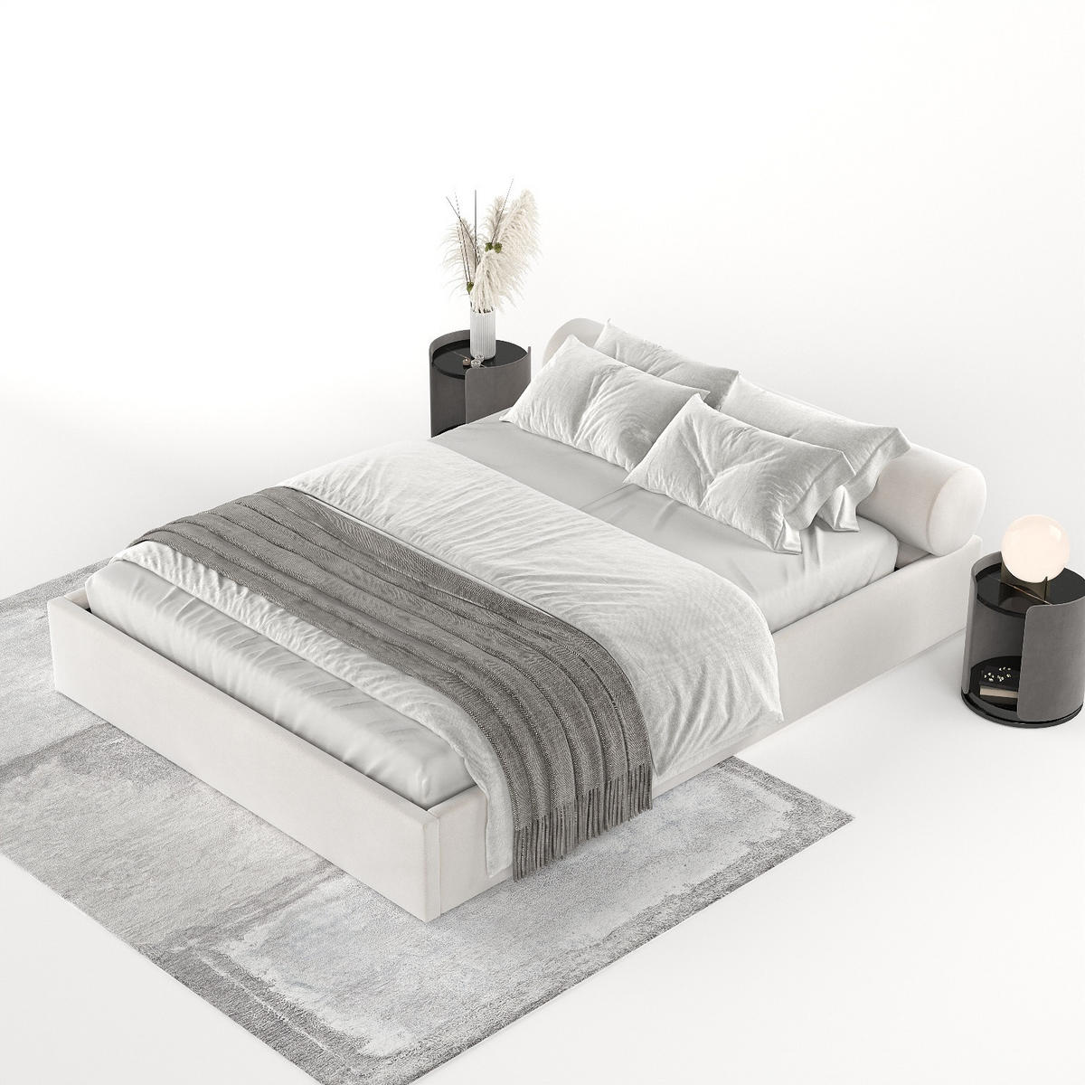 POLSTERBETT Solvo mit Stauraum 200/200 cm Creme im Paros Stoff - Creme/Schwarz, Holz/Holzwerkstoff (200/200cm) - AltaBeds