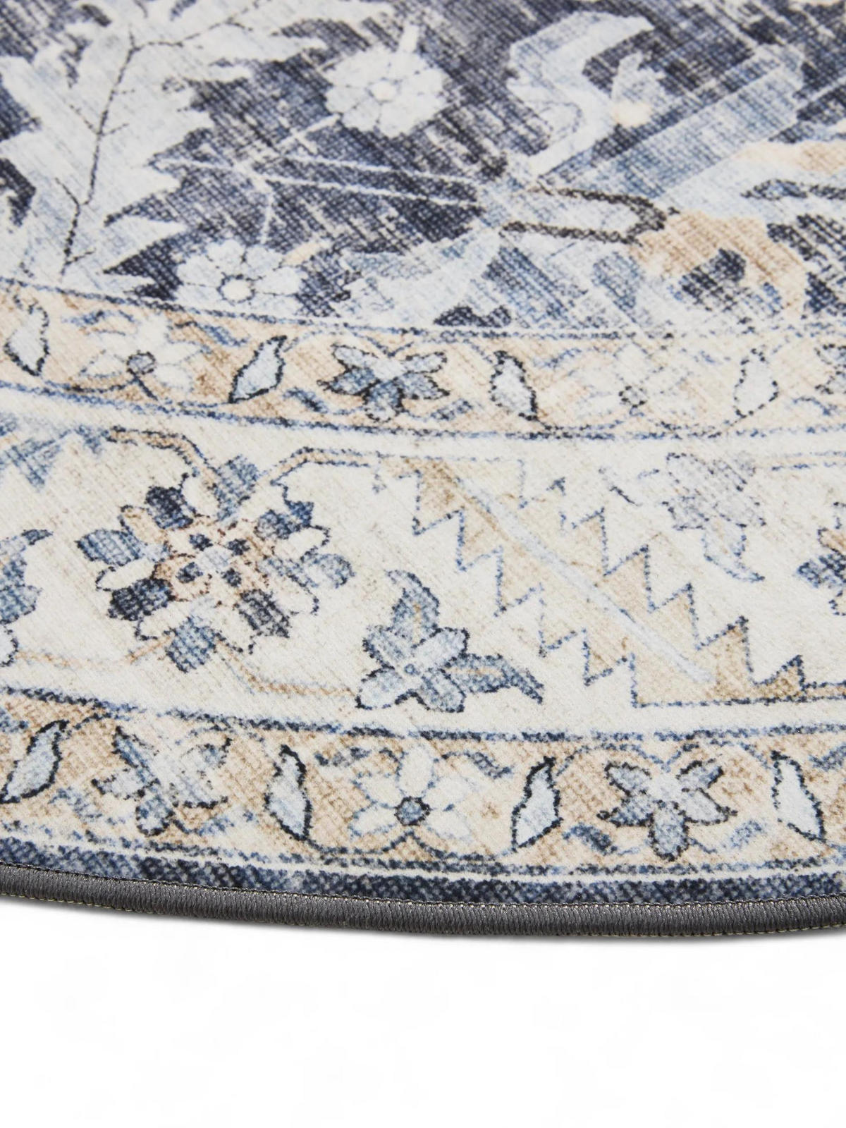 VINTAGE-TEPPICH George waschbar ø 160 cm rund - Blau, Kunststoff (160/160cm) - benuta