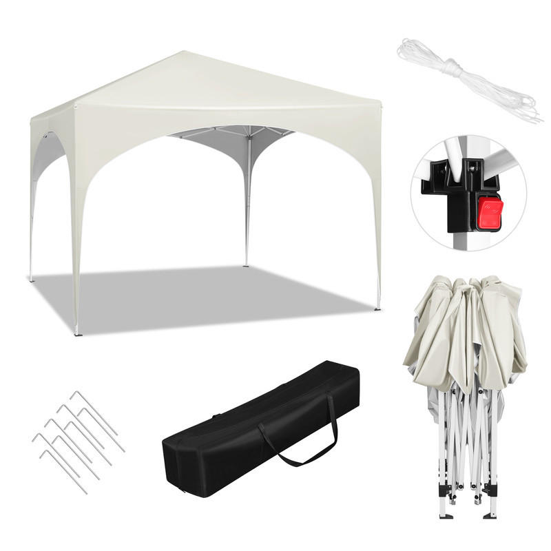 POPUP-GARTENPAVILLON – 3×3 m, wasserdicht, zusammenklappbar, mit halbrundem Dach - Beige, Metall (300/260/300cm) - Kaket