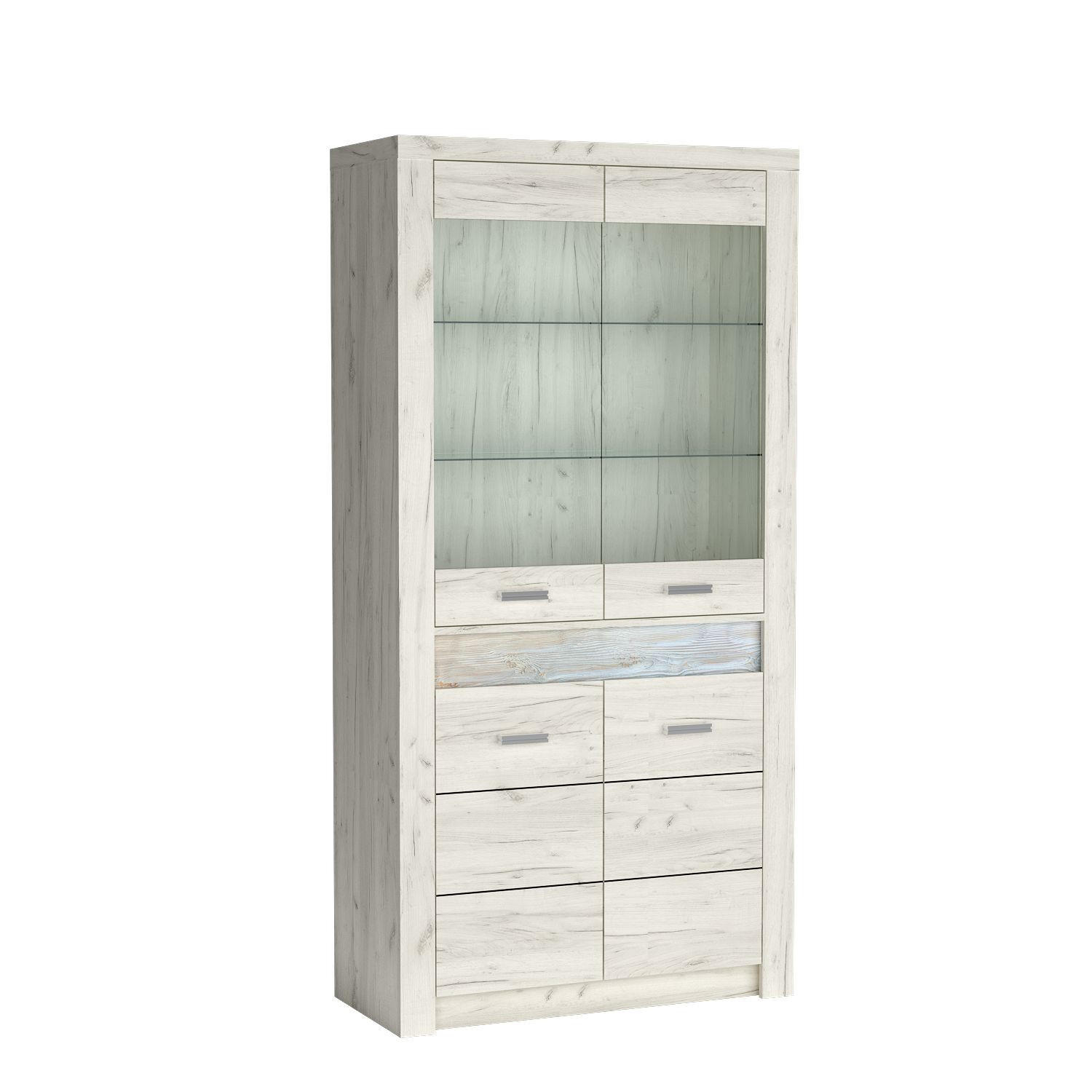 VITRINE ZERI 192 / 96 cm in Eiche Bianco - Eiche Bianco, Holzwerkstoff (96/192/42cm) - MASSENO
