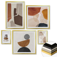WANDBILDER 5er Set - 50x50 cm & 20x30 cm & 40x60 cm Goldrahmen - Abstrakte Malerei Dekorationen - Goldfarben, Kunststoff (40/60cm) - ArtPrintCave