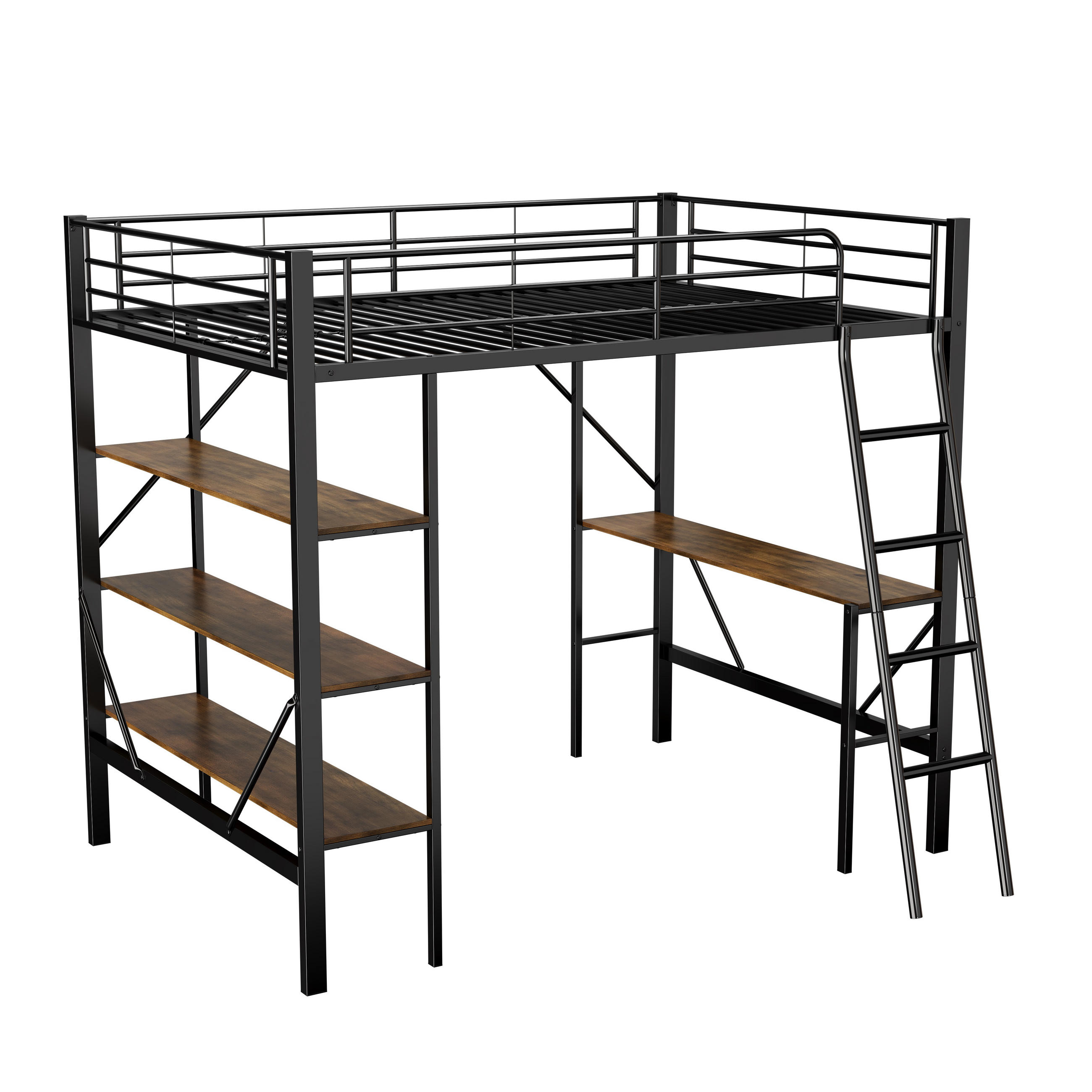 HOCHBETT Schwarz 204,5/149/180,5 cm - Schwarz, Holzwerkstoff/Metall - Urban Meuble