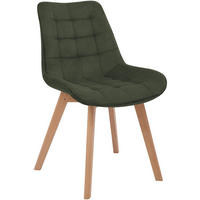 STUHL Cord Grün - Eukalyptusholzfarben/Grün, Holz/Textil (53/84/63cm) - CLP