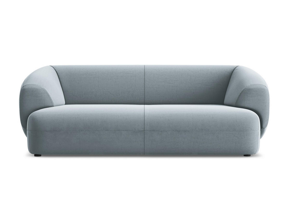 3-SITZER SOFA Samt Stoff Blau - Blau/Schwarz, Kunststoff/Textil (212/81/98cm) - Makamii