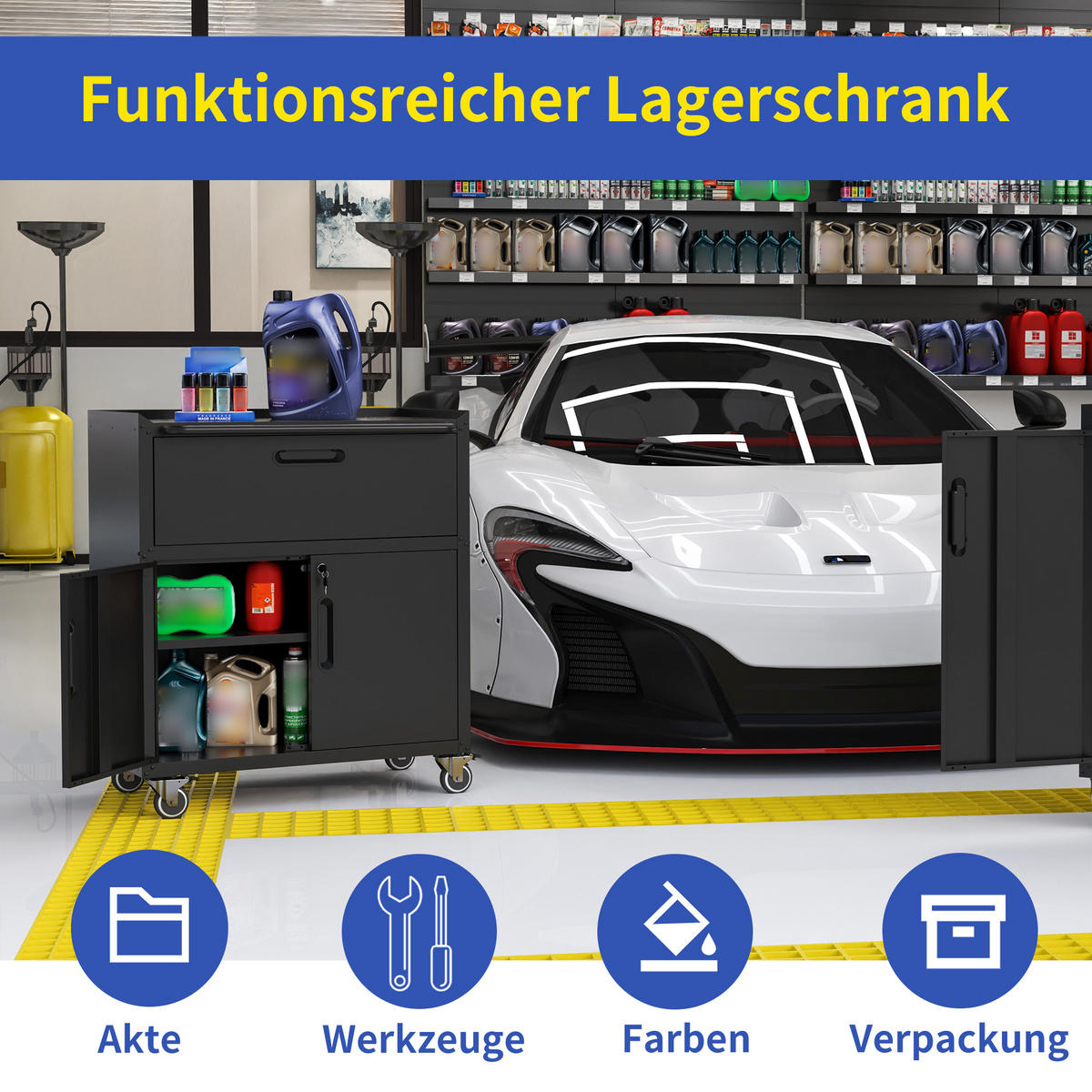KOMBINATIONSMÖBEL – 88 cm (H) x 75 cm (B) x 42 cm (T), Farbgebung in Schwarz und Grau. - Schwarz, Metall (42/88/75cm) - DCA