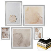 WANDBILDER 5er Set - 50x50 cm & 20x30 cm & 40x60 cm Silberner Rahmen - Designabstraktion, Naturinspiration - Silberfarben, Kunststoff (40/60cm) - ArtPrintCave