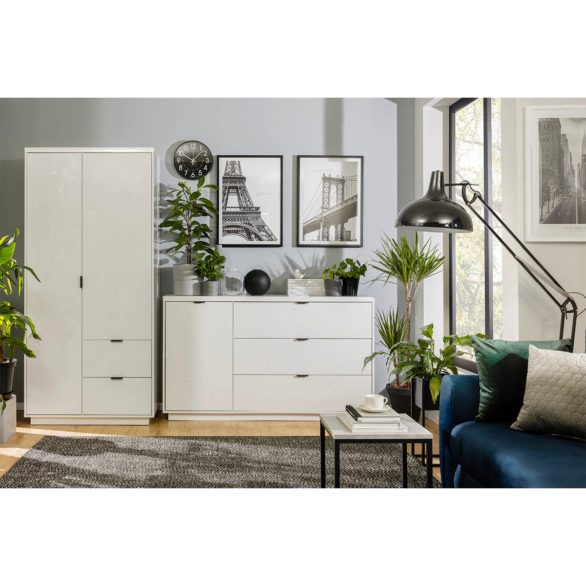 SCHRANK 2 Türen Sven Weiß - Weiß Hochglanz, Holzwerkstoff (94/201/57cm) - Petits-meubles