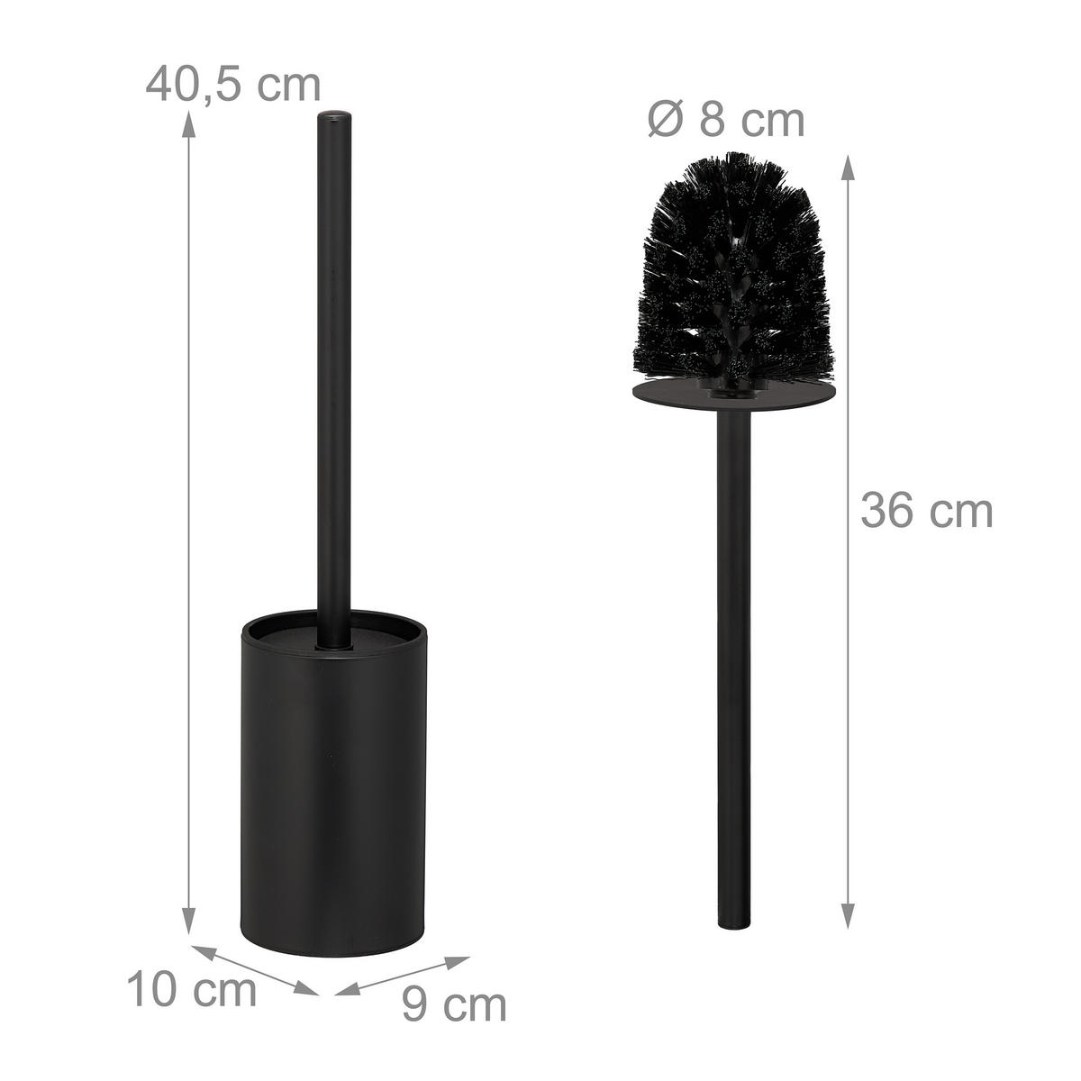 TOALETNA ščetka - črna, kovina/umetna masa (9/40.5/10cm) - Relaxdays