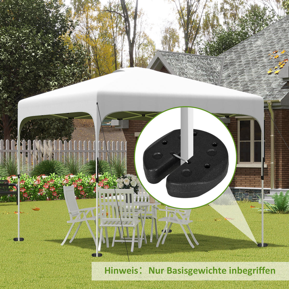 PAVILLONSTANDFÜSSE 4er-Set 12 kg Gewichte mit Befestigungsstiften und Transportgurt - Schwarz, Textil (22/5.5/22cm)