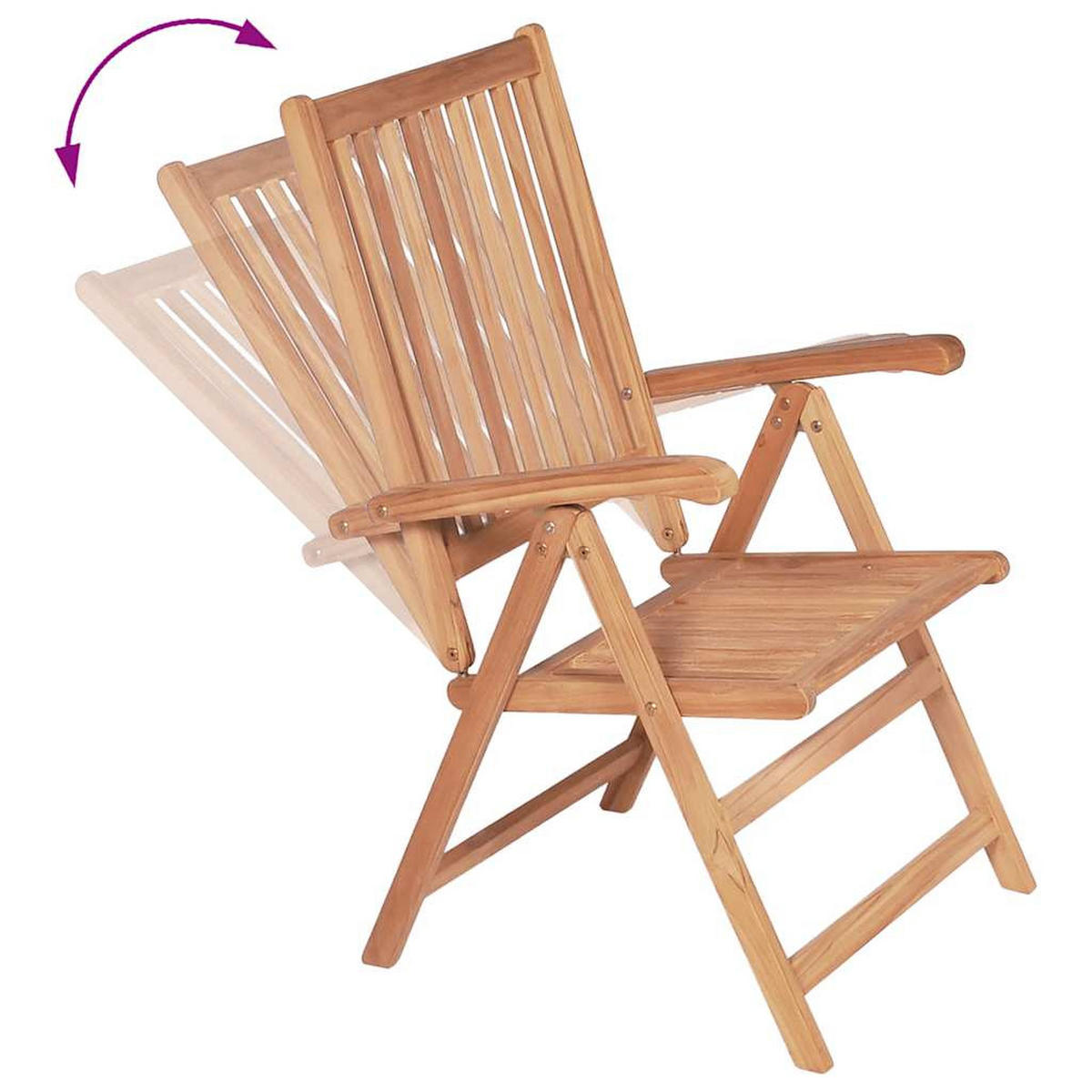 GARTENSTÜHLE Verstellbare 2er Set Massivholz Teak - Braun, Holz (57/100/71.5cm) - vidaXL