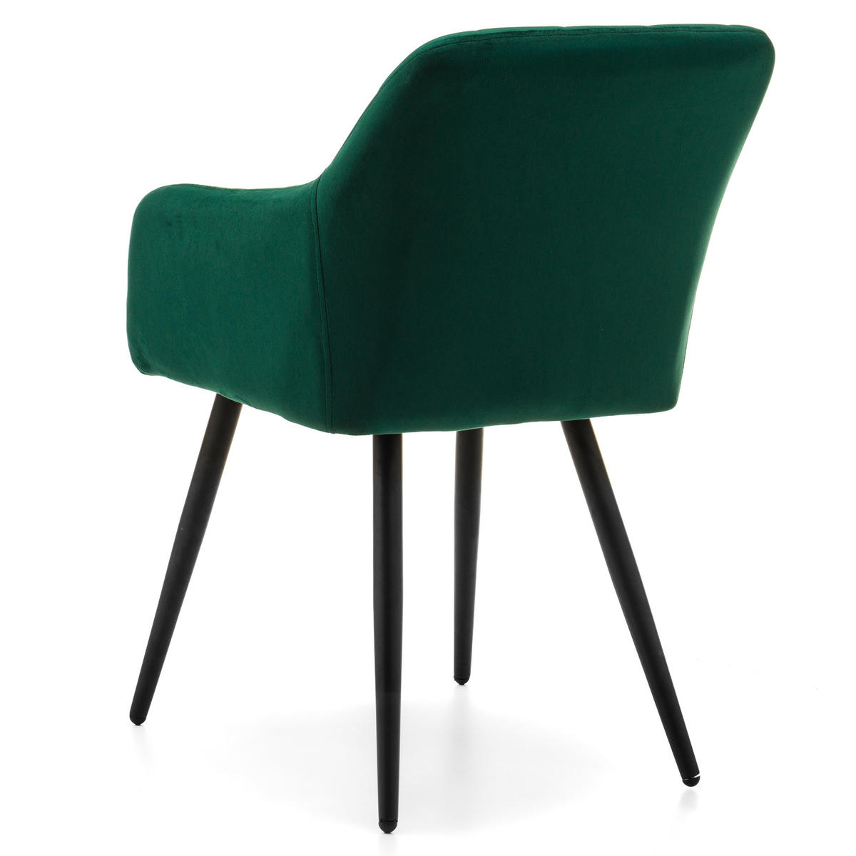 STUHL ORTE gepolstert mit Steppung - grün - Samt Velours - Schwarz/Grün, Textil/Metall (56/85/62cm) - NEW HOME