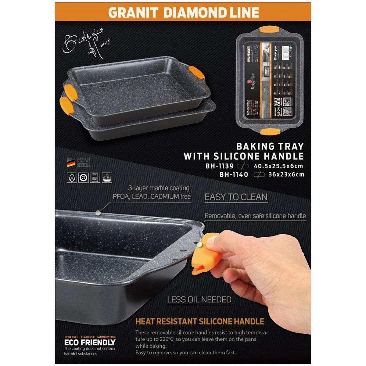 BACKFORM Graphit 36/23/6 cm BH1140 - Graphitfarben, Metall (23/6/36cm) - Berlinger Haus