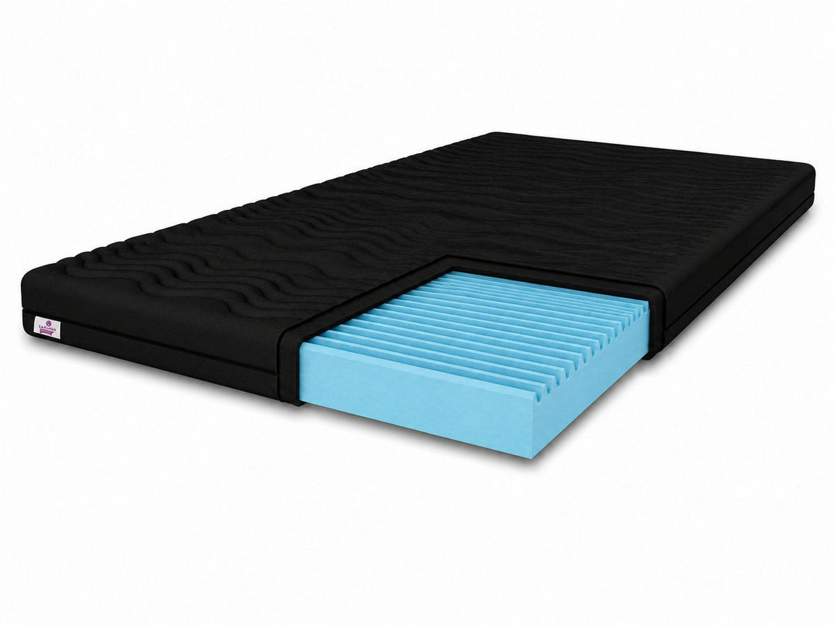 MATRATZENTOPPER Massage 160x200 cm, H3 profiliert, 5 cm hoch, Schwarz - Schwarz, Kunststoff (160/200cm) - Marpur