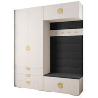 GARDEROBEN-SET 236,7/200/47 - Goldfarben/Schwarz, Holz/Kunststoff (200/236.7/47cm) - Abiks Möbel