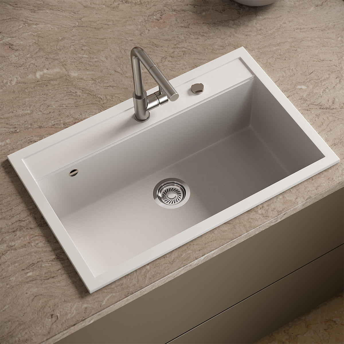 SPÜLBECKEN Sydney Weiß 80 x 51 cm - Weiß, Keramik (80/20/51cm) - Bergstroem