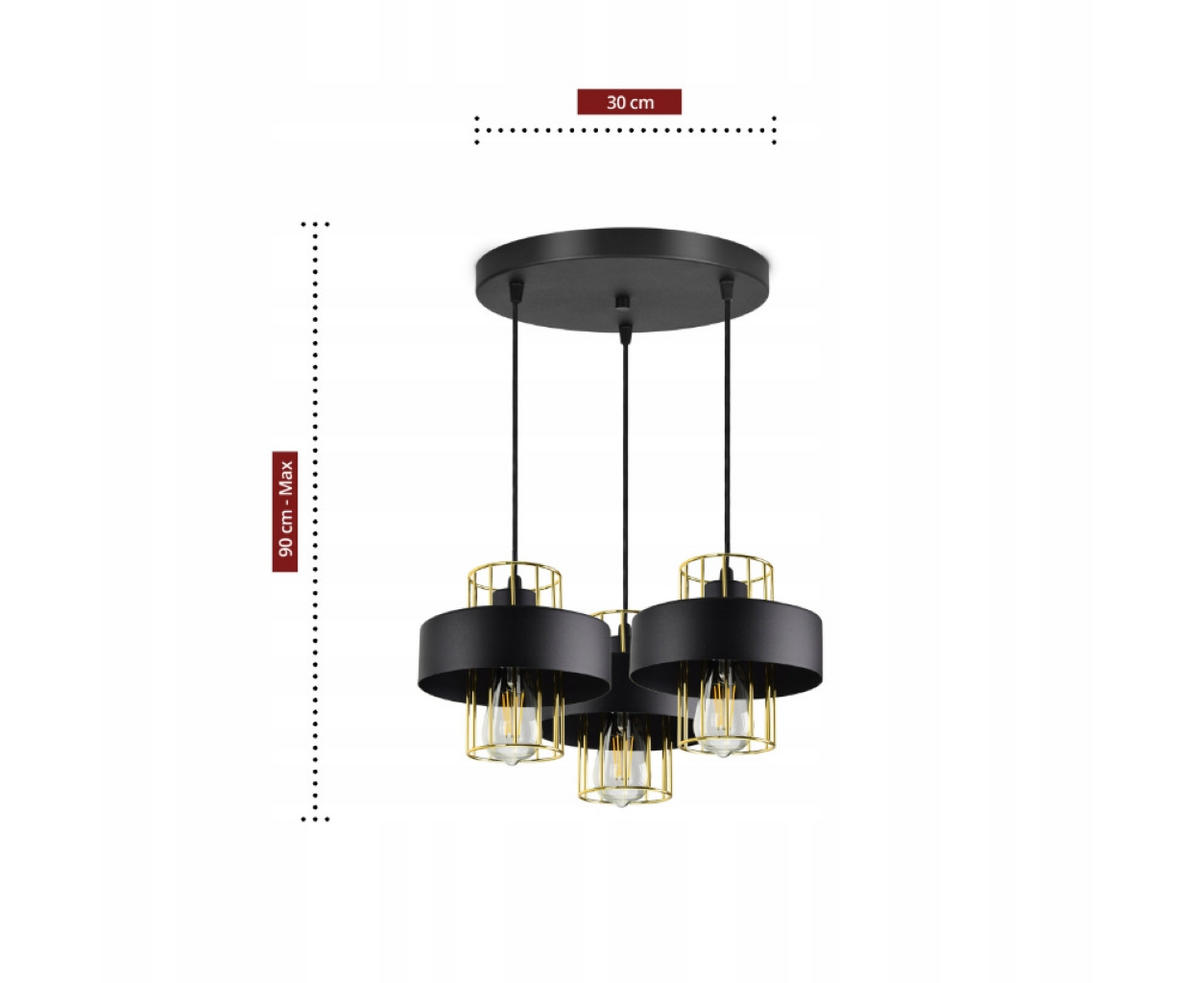 PENDELLEUCHTE LOFT - Goldfarben/Schwarz, Metall (30/30/90cm) - kiki design