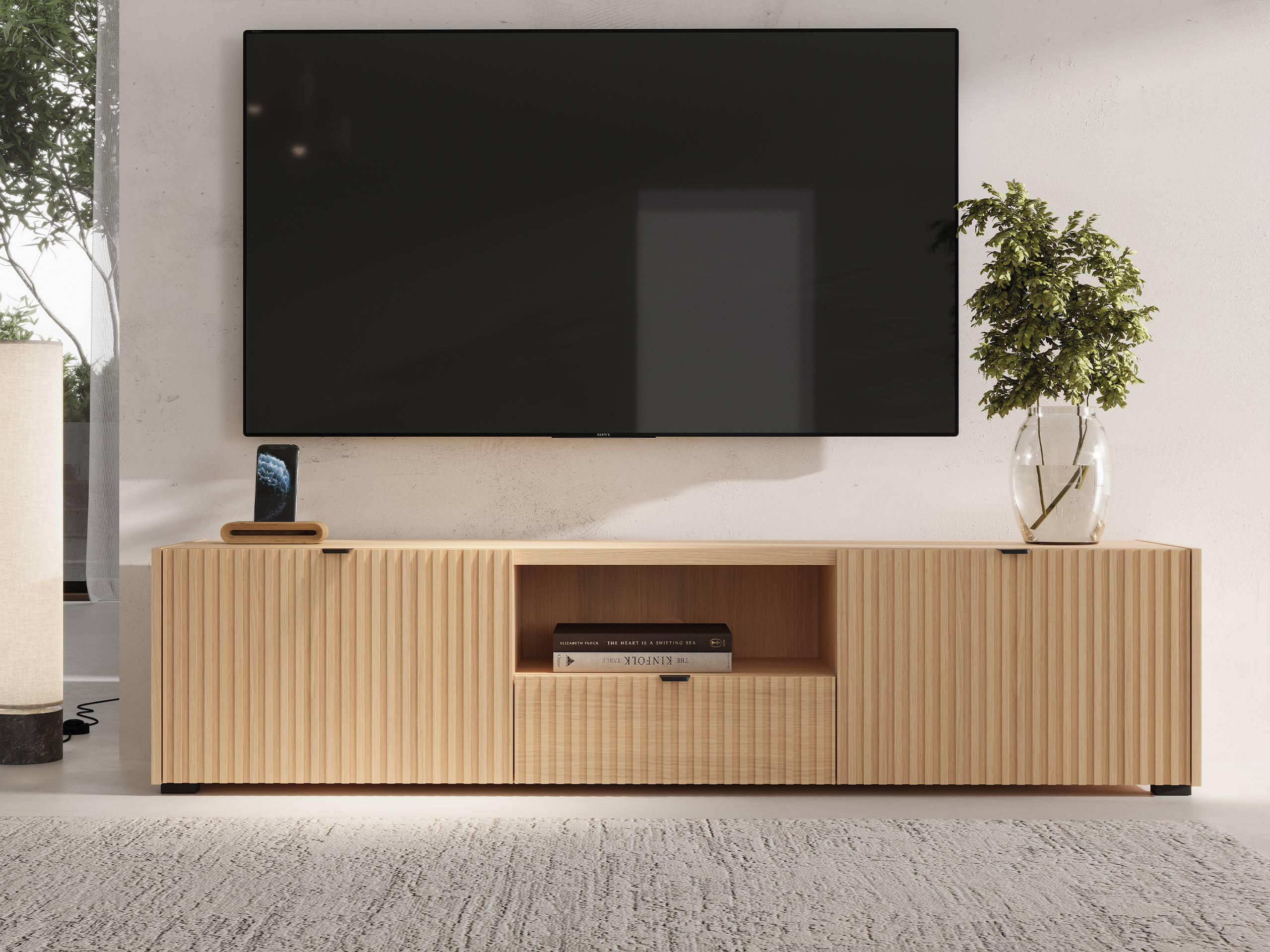 TV-ELEMENT Cyliza 2K1SZ - Eichefarben/Graphitfarben, Holzwerkstoff/Kunststoff (179/43/40cm) - MIRJAN24