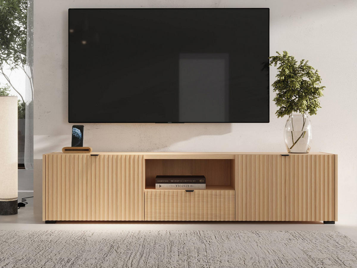 TV-ELEMENT Cyliza 2K1SZ - Eichefarben/Graphitfarben, Holzwerkstoff/Kunststoff (179/43/40cm) - MIRJAN24