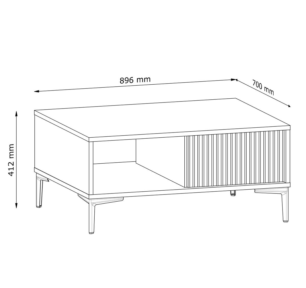 COUCHTISCH Urgano 1S Beige 89,5/41/70 cm – mit Schublade - Beige/Goldfarben, Holzwerkstoff/Metall (70/89.5/41cm) - AX Living