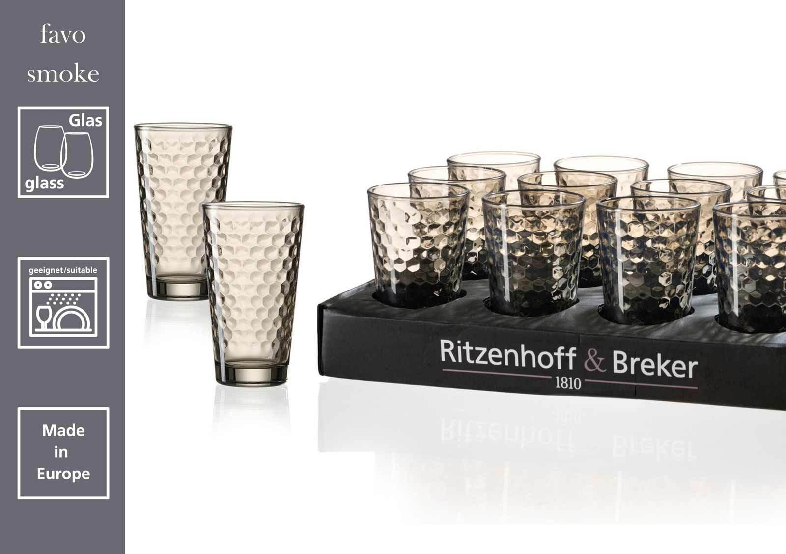 LONGDRINKGLÄSER Favo Braun 400 ml 6er Set - Braun, Glas (0.4L) - Ritzenhoff Breker