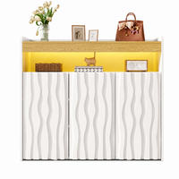 SIDEBOARD Schuhschrank LED 3 Türen Wellenmuster Ablagen 105cm - Multicolor, Holzwerkstoff (105/90.5/35cm) - FLIEKS
