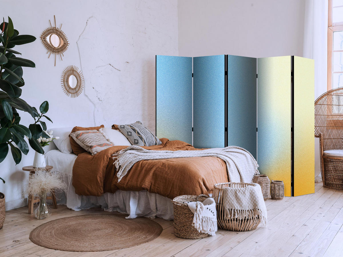 PARAVÁN Jednostranný 5-dielny 225x172 cm Energetický Farebný Prechod - viacfarebná, drevo/textil (225/172/3cm) - Muralo