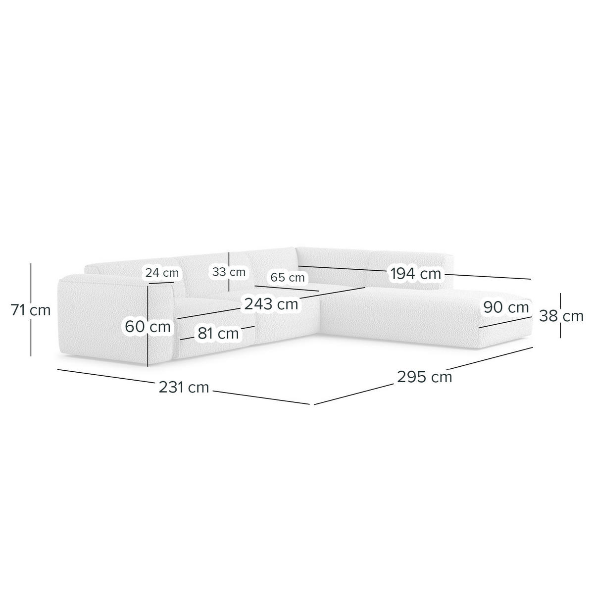 3-SITZER ECKSOFA mit Recamiere - Beige/Schwarz, Kunststoff/Textil (295/231cm) - home24