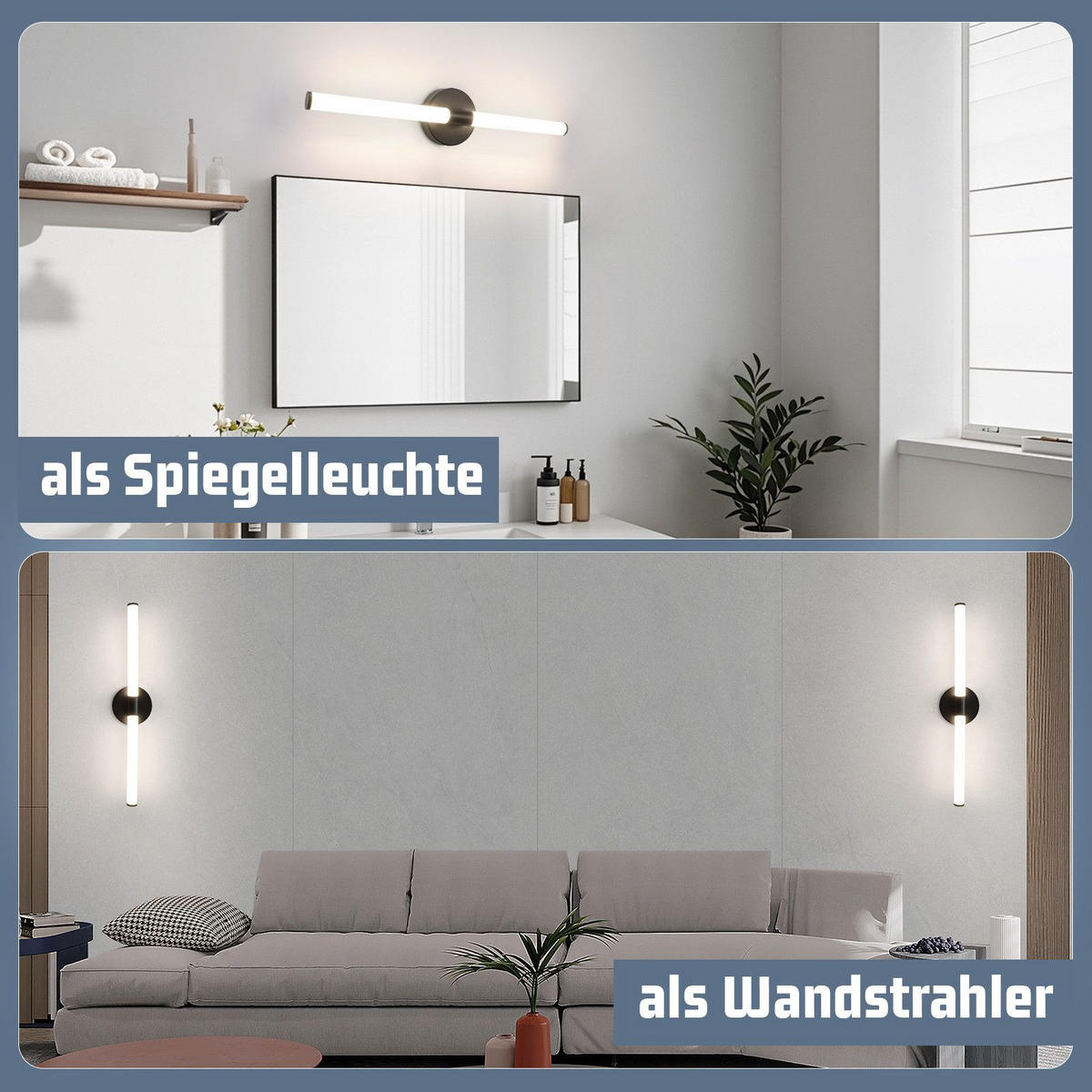 SPIEGELLEUCHTE ALBSTADT II 60/12/6.6CM - Schwarz, Metall (60/12/6.6cm) - Nettlife