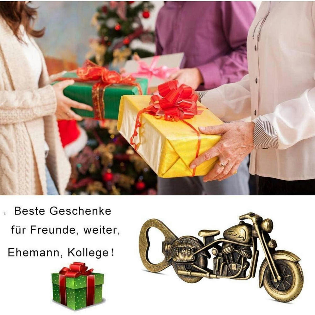 FLASCHENÖFFNER Motorrad mit Karabiner Zinklegierung Vintage - Bronzefarben, Metall (10cm)