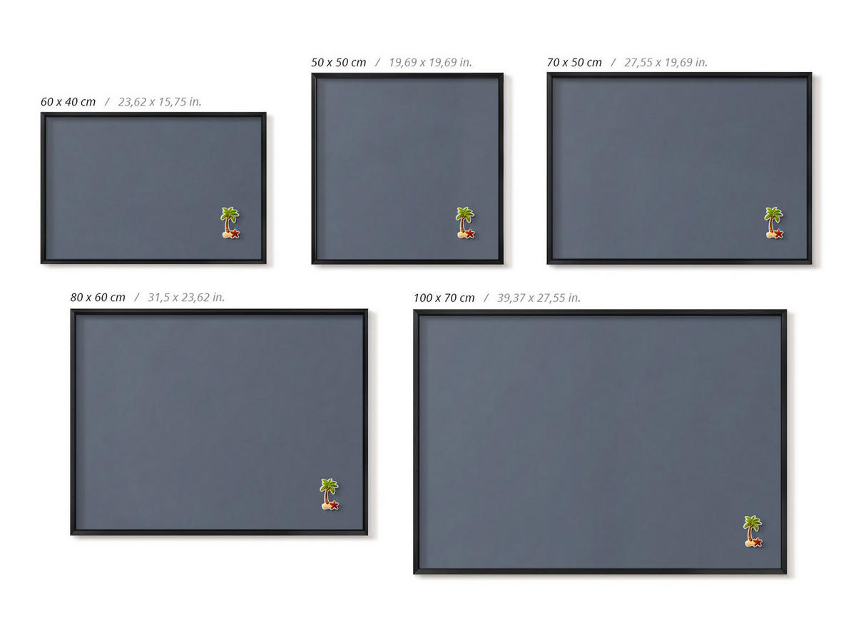 MAGNETTAFEL 70x50 cm Schwarzer Rahmen Kühles Grau - Taupe, Metall (70/50/0.4cm) - TULUP