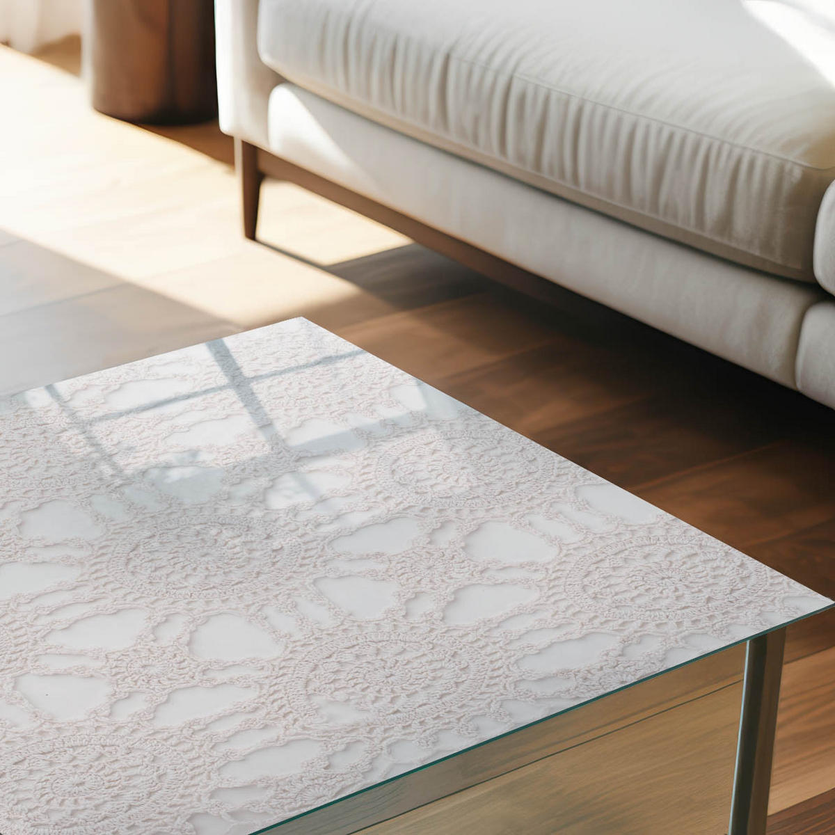 GLASPLATTE 80x60 cm – Durchbrochene Eleganz - Beige, Glas (0.4/80/60cm) - ArtPrintCave